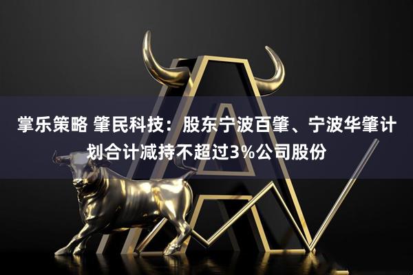 掌乐策略 肇民科技：股东宁波百肇、宁波华肇计划合计减持不超过3%公司股份