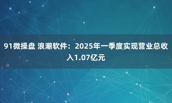 91微操盘 浪潮软件：2025年一季度实现营业总收入1.07亿元
